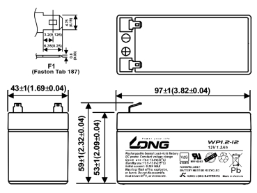 Akku kompatibel LC-R121R3PG 12V 1,2Ah AGM Blei Vlies Accu wartungsfrei Batterie